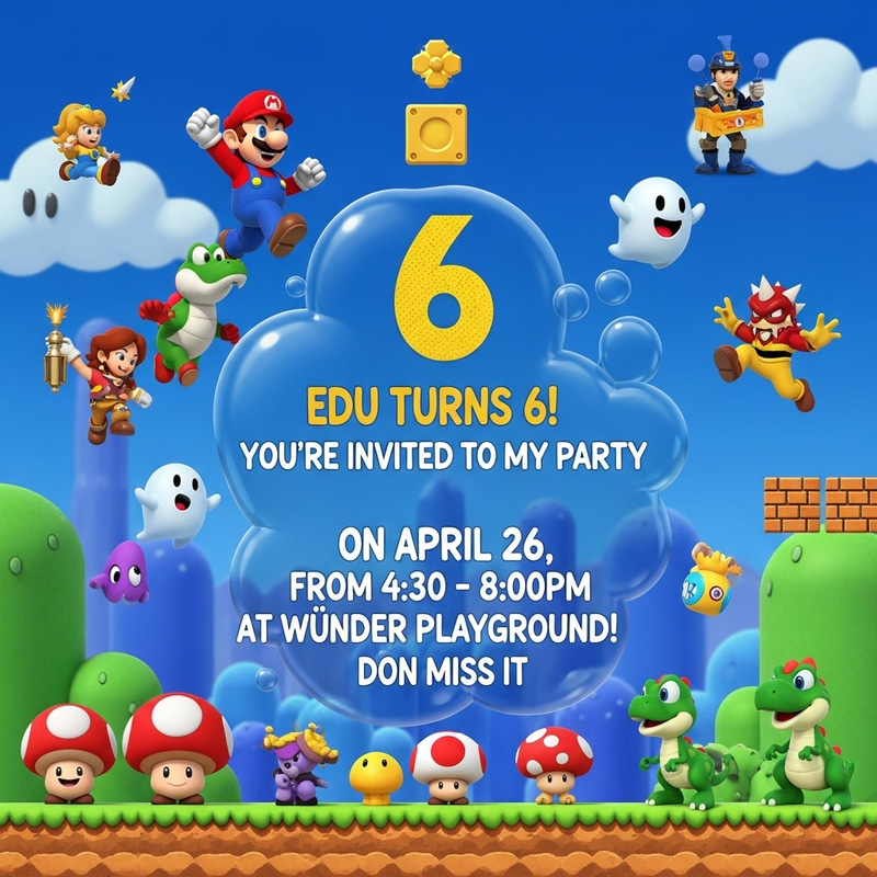 Super Mario Bros themed 6th Birthday Party at Wünder Playground