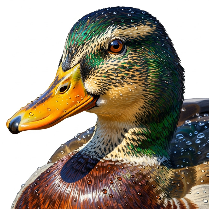 Vibrant Duck Image with Golden and Green Feathers Vibrant Duck Image with Golden and Green Feathers
