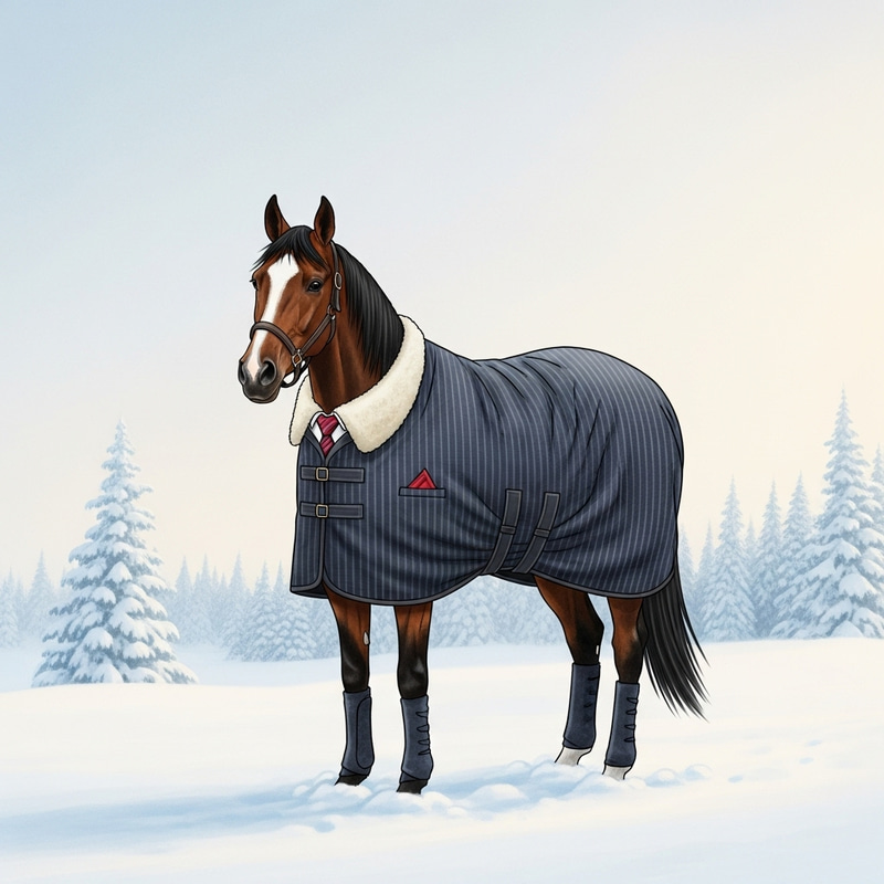 Stylish Horse in Winter Coat