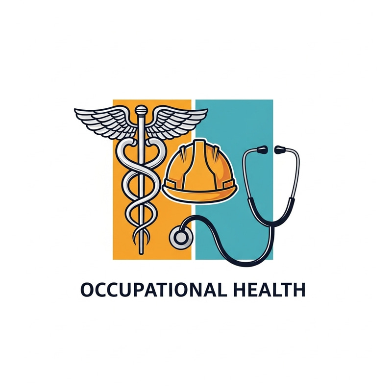 Occupational Health Logo: Asclepius, Construction, Healthcare