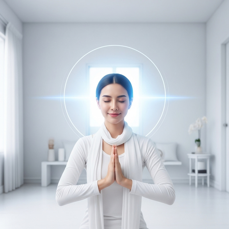 Thai Woman Meditating in 3D Meditation Room | Serene Aura