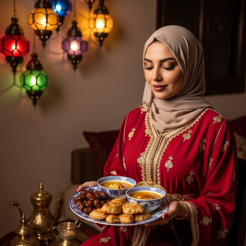 Moroccan Woman Embracing Ramadan Traditions