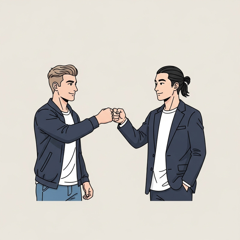 Two Friends Fist Bumping with Camaraderie | Website