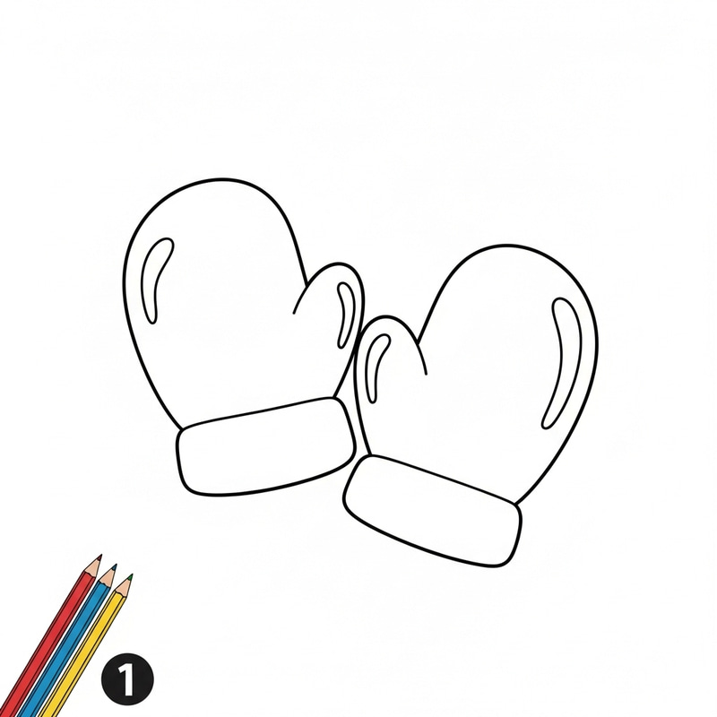 Simple Line-Art Mittens for Kids Coloring Simple Line-Art Mittens for Kids Coloring