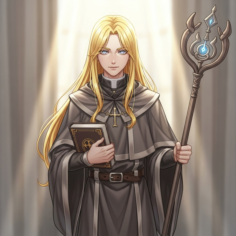 Blonde Haired Silver Eyed Cleric - Serene Presence