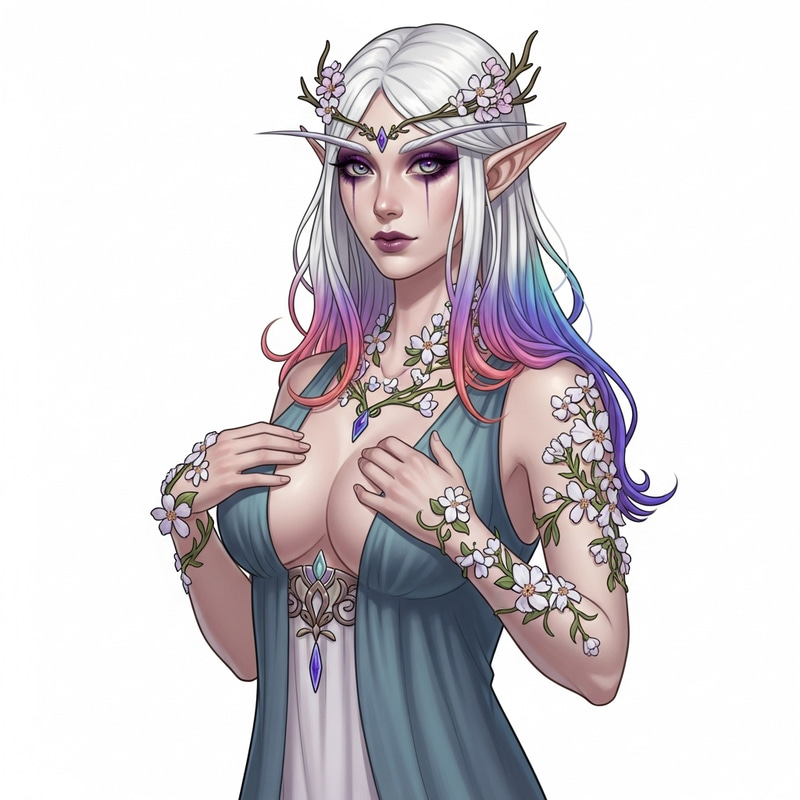 Enchanting Elf with Unique Hair and Mesmerizing Eyes Enchanting Elf with Unique Hair and Mesmerizing Eyes