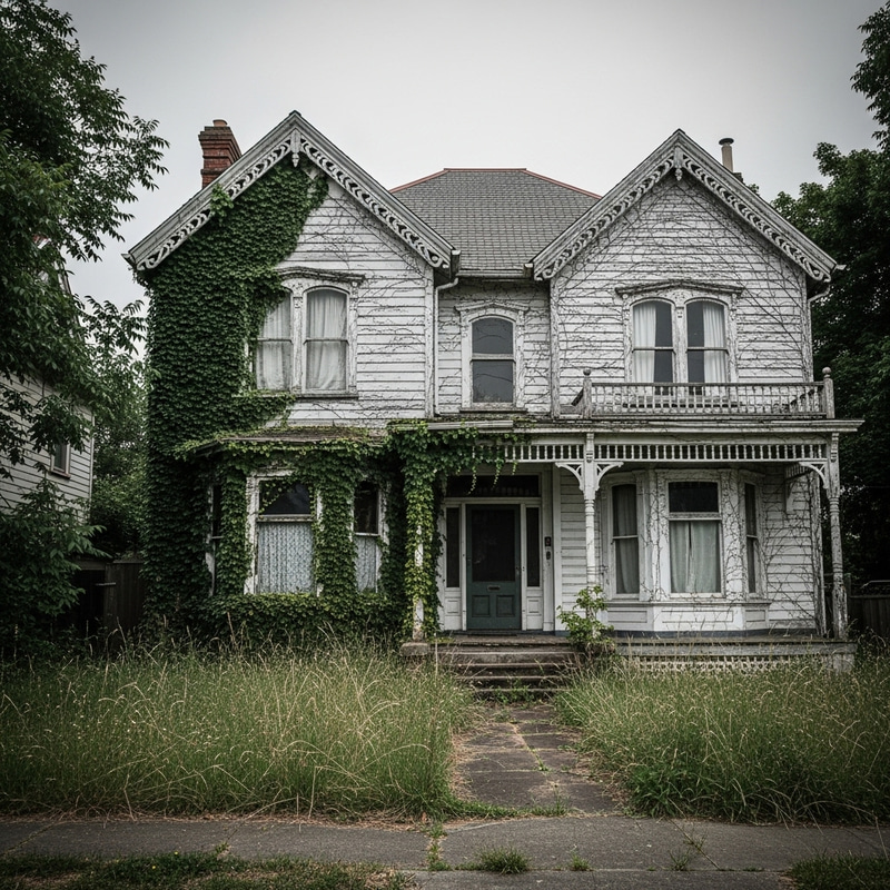 Mysterious Gray Victorian House & Overgrown Secrets Mysterious Gray Victorian House & Overgrown Secrets