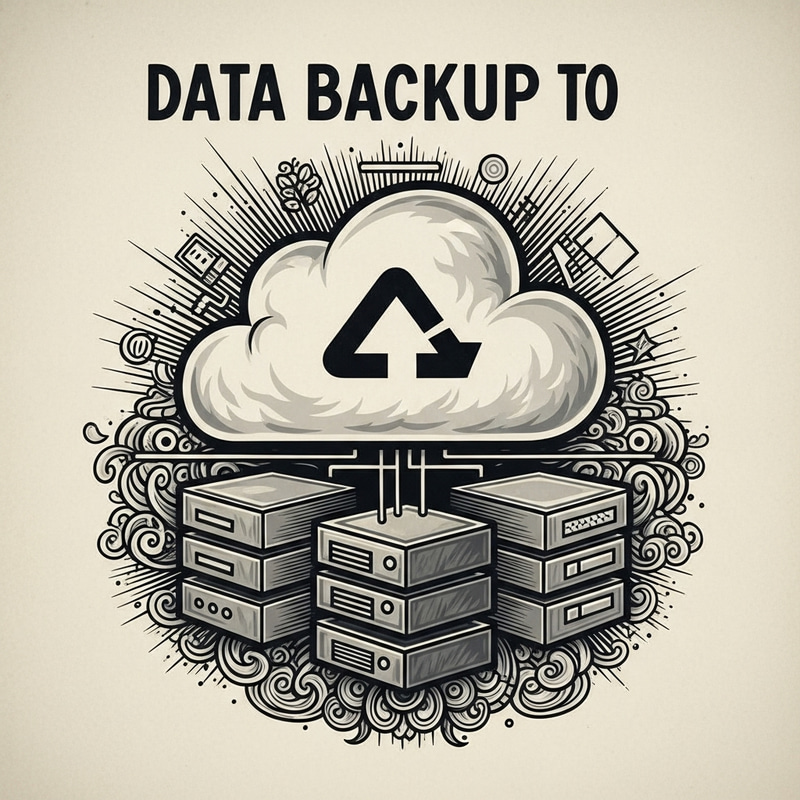 Vintage Data Backup to Cloud Artwork Vintage Data Backup to Cloud Artwork