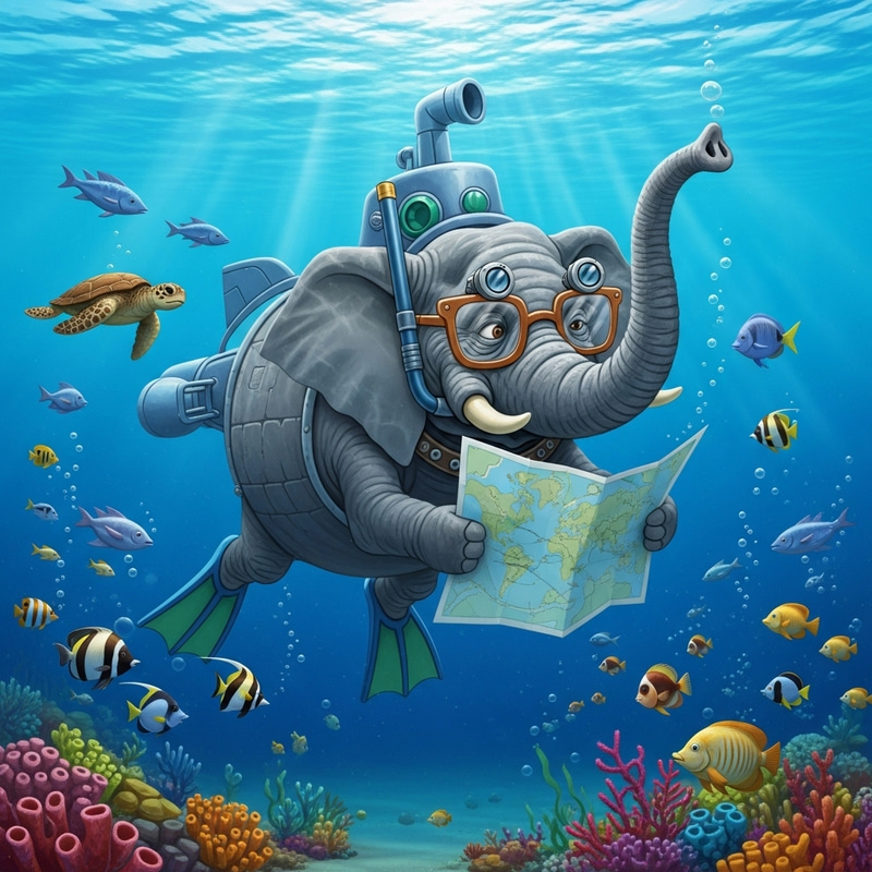 Submarine Elephant: Nearsighted & Whimsical Underwater Creature