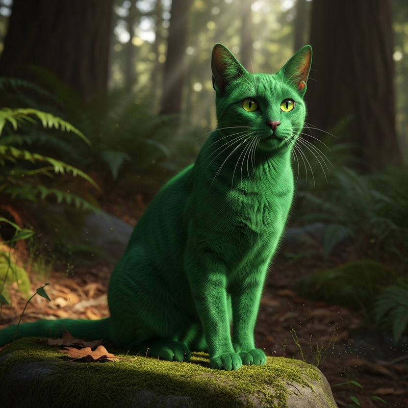 Unique Green Cat: A Rare Feline Wonder