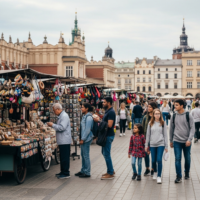 Krakow Market Square: Tourists from Around the World