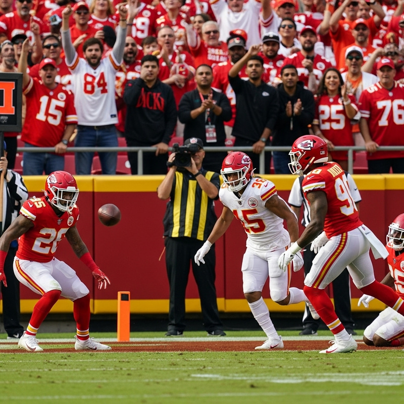 Kansas City Chiefs Scoring Touchdown on Football Field Kansas City Chiefs Scoring Touchdown on Football Field