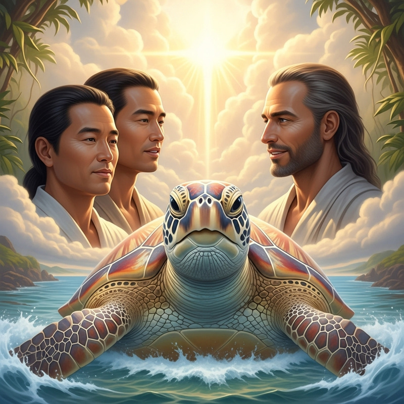 Shoulder-to-Shoulder Tranquility: Embracing the Spiritual Sea Turtle