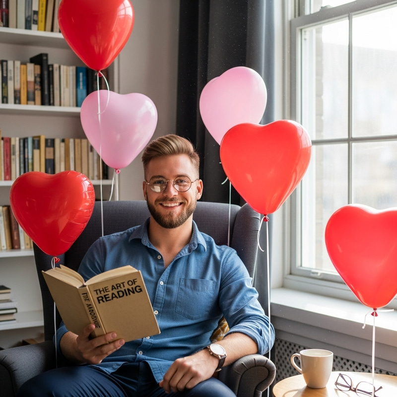 Smart Young Man in Blue Shirt with Stylish Eyeglasses
