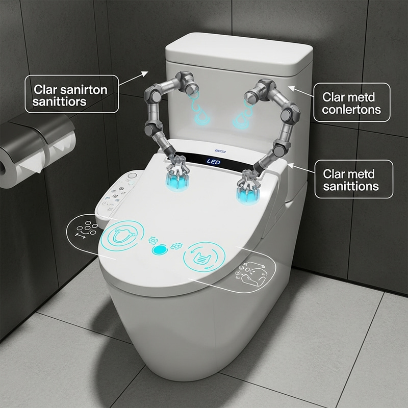 Advanced Self-Cleaning Toilet with Robotic Arms
