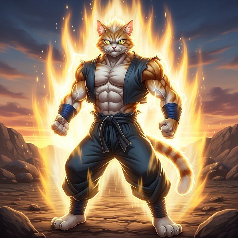 Powerful Golden Martial Arts Cat | Energy & Strength Symbolized Powerful Golden Martial Arts Cat | Energy & Strength Symbolized