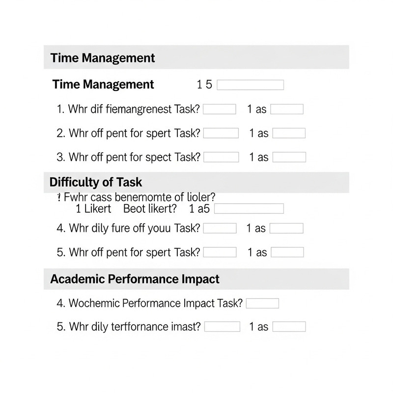Academic Survey Questionnaire for Time Management, Task Difficulty, and Performance Impact Academic Survey Questionnaire for Time Management, Task Difficulty, and Performance Impact