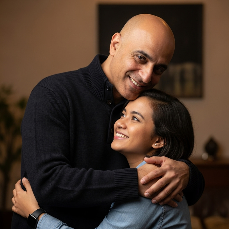 Arabian Man Embracing Indonesian Woman