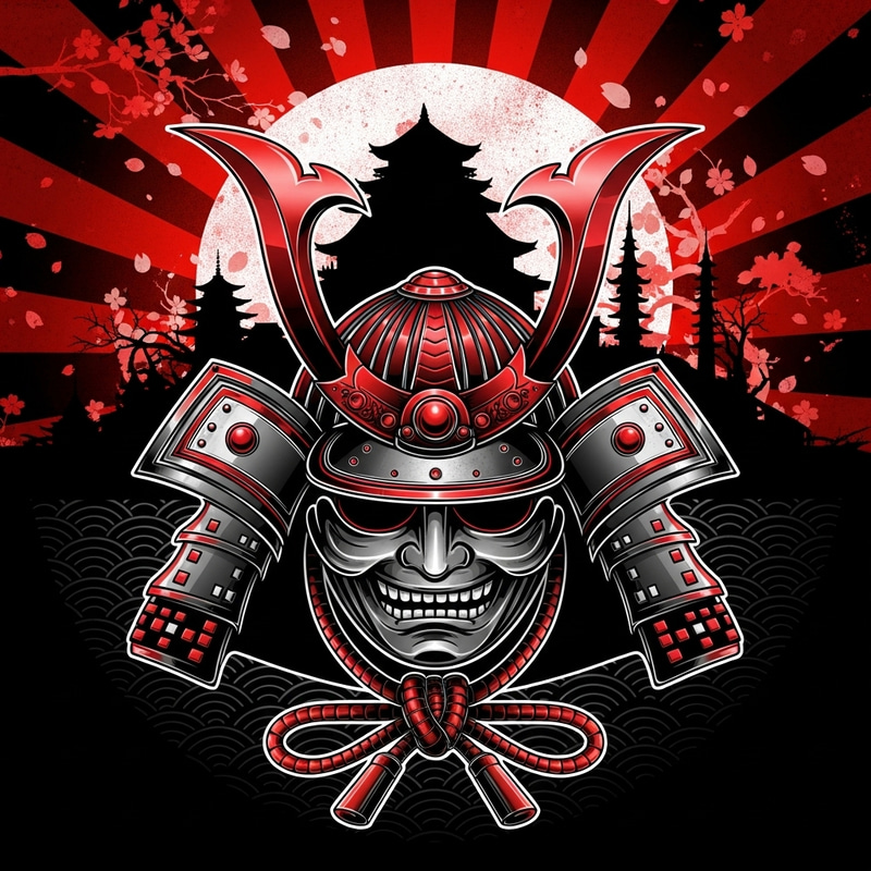 Culturally Rich Samurai Theme T-Shirt Design