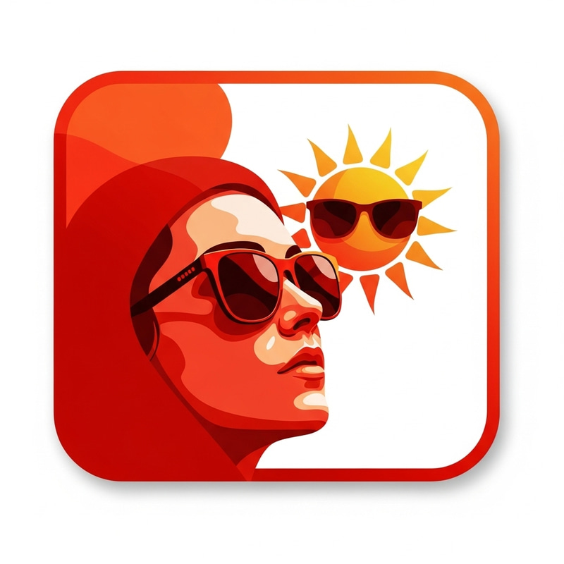 Modern Abstract Sunglasses Icon | Red & Orange Tones Modern Abstract Sunglasses Icon | Red & Orange Tones
