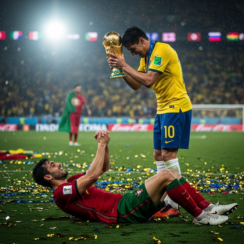 Realistic Image: South American Soccer Player Winning World Cup Realistic Image: South American Soccer Player Winning World Cup