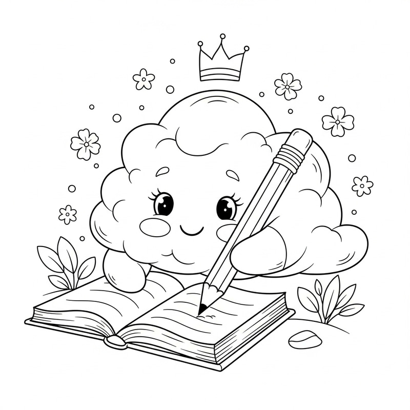 Enchanting Cloud Coloring Page | High-Resolution Kids Activity Enchanting Cloud Coloring Page | High-Resolution Kids Activity