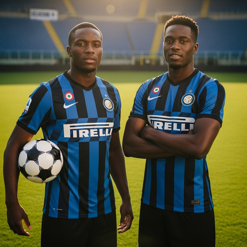 Black Men in Inter Milan Kit: Ready for the Game Black Men in Inter Milan Kit: Ready for the Game