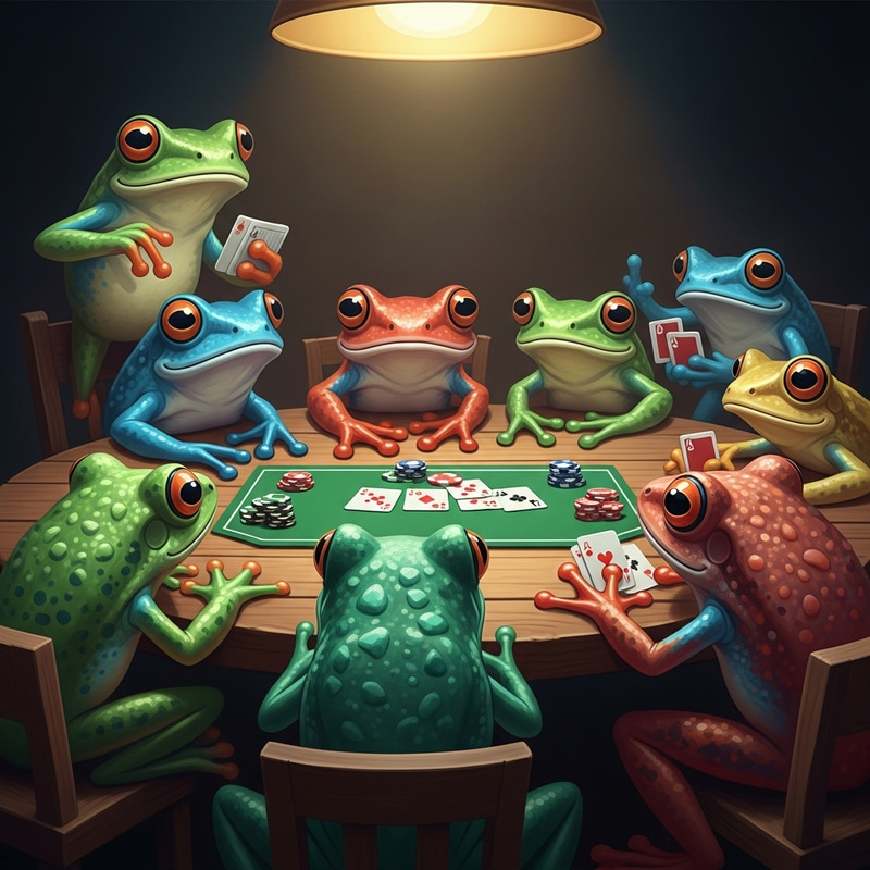 Frogs Poker Game: Vibrant Amphibian Fantasy & Whimsical Atmosphere Frogs Poker Game: Vibrant Amphibian Fantasy & Whimsical Atmosphere