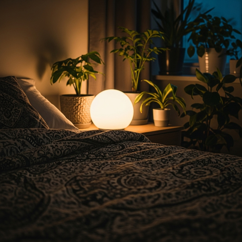 Cozy Bedroom Ambiance with Soft Lamp & Home Plants Cozy Bedroom Ambiance with Soft Lamp & Home Plants