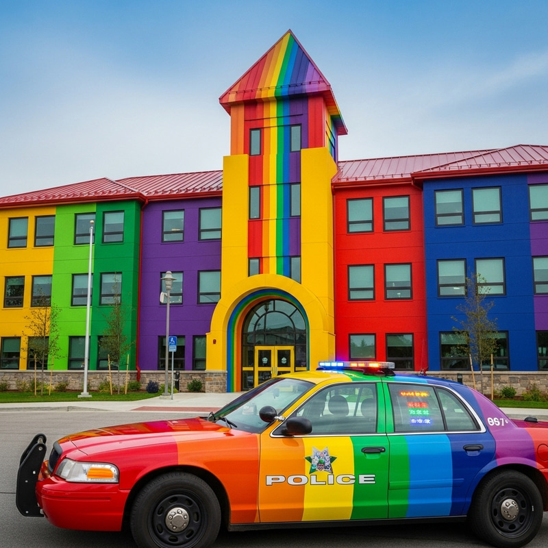 Colorful Police Station: Symbol of Diversity & Inclusivity Colorful Police Station: Symbol of Diversity & Inclusivity