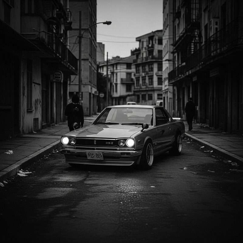 Vintage Nissan Skyline in Timeless Urban Decay | Street Photography Essence