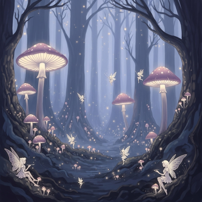 Dreamy Ethereal Forest with Glowing Mushrooms and Fairies Dreamy Ethereal Forest with Glowing Mushrooms and Fairies