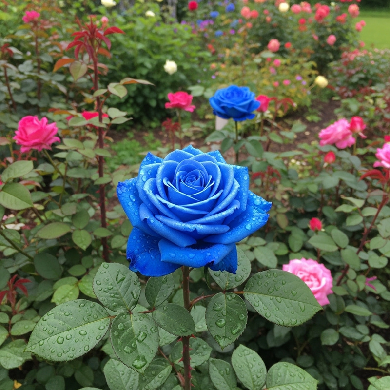 Blue Rose Garden Scene - Stunning & Unique Floral Display Blue Rose Garden Scene - Stunning & Unique Floral Display