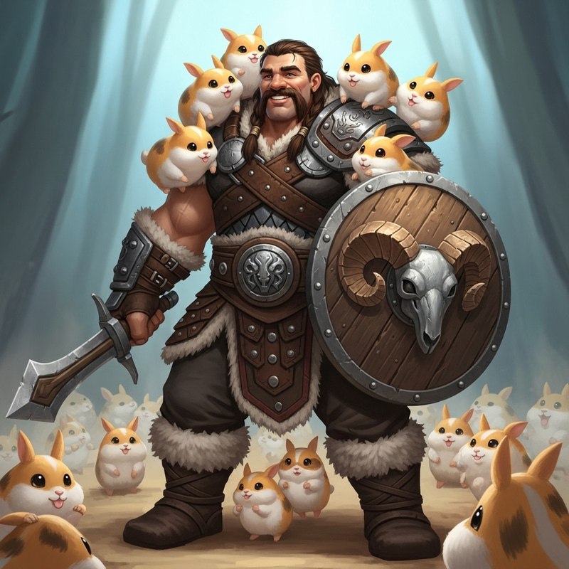 Braum Fantasy Barbarian Hero with Playful Poros | League of Legends