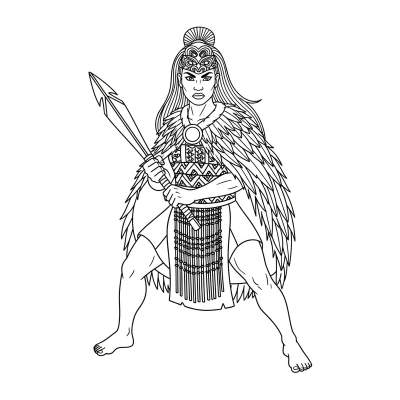 Fierce Maori Girl Warrior Outline | Strength & Courage Fierce Maori Girl Warrior Outline | Strength & Courage