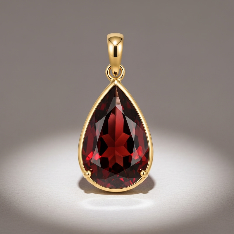Elegant Raindrop Pendant with Almandine Garnet & Gold Elegant Raindrop Pendant with Almandine Garnet & Gold