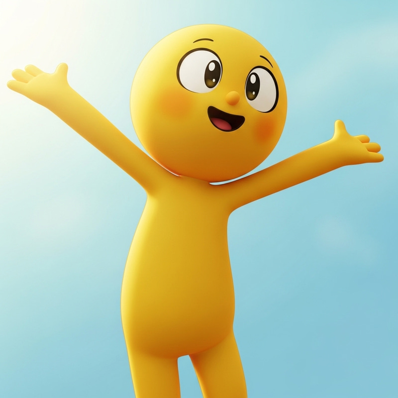Adorable Tall Yellow Character | Spreading Joy in a Friendly Pose Adorable Tall Yellow Character | Spreading Joy in a Friendly Pose