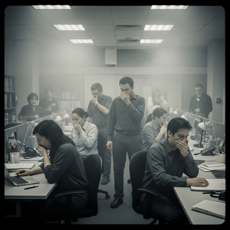 Dark Smoke-Filled Office Scene | Vintage Documentary Style Dark Smoke-Filled Office Scene | Vintage Documentary Style