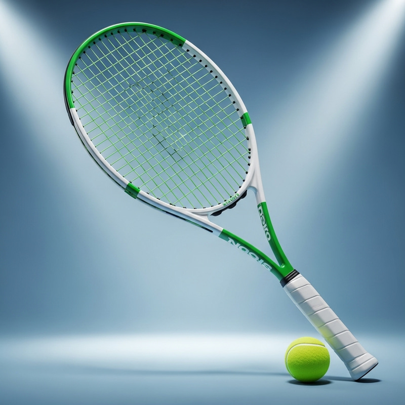 White and Green Tennis Racket with Stylish Design White and Green Tennis Racket with Stylish Design