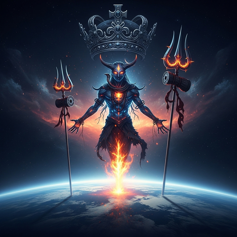 Cosmic Demon Overlooking Earth | Epic Royal Fantasy Art Cosmic Demon Overlooking Earth | Epic Royal Fantasy Art