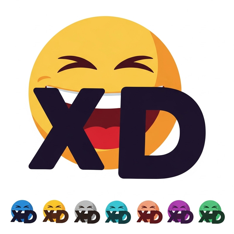 Stylized XD Logo Design: Laughing Face Vector Art