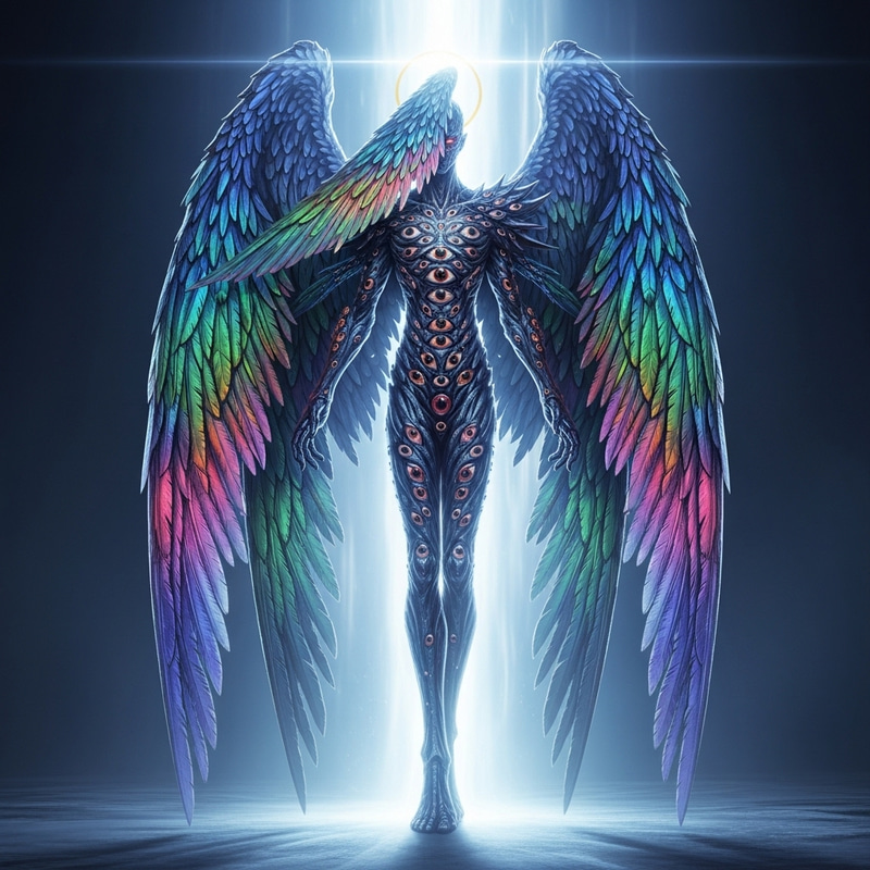 Biblical Angel Boss: Divine Being with Myriad Eyes & Six Wings