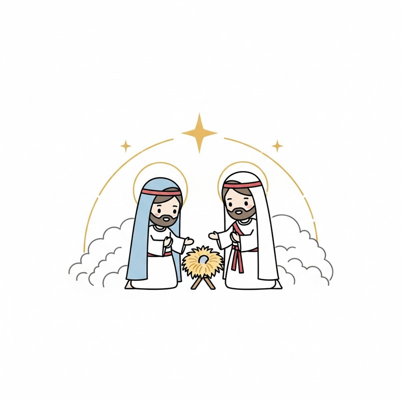 Minimalist Birth of Jesus Christ Drawing | Fine Lines Minimalist Birth of Jesus Christ Drawing | Fine Lines