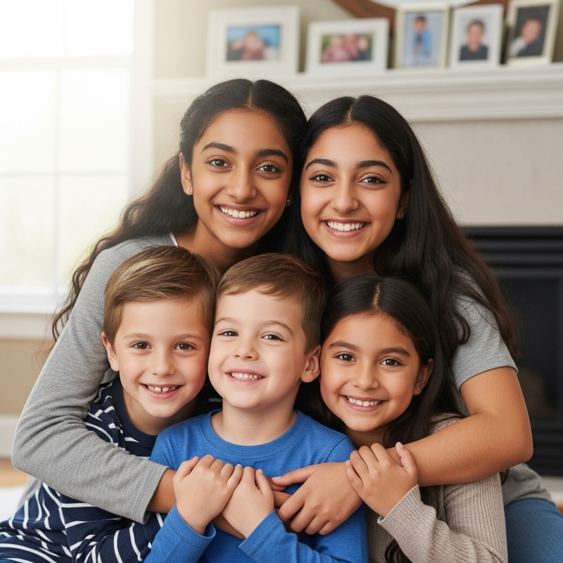 Loving Family Portrait with Diverse Children | Heartwarming Bonding Loving Family Portrait with Diverse Children | Heartwarming Bonding