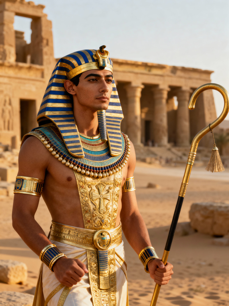 Real Photo of Man as Egyptian Pharaoh Emperor