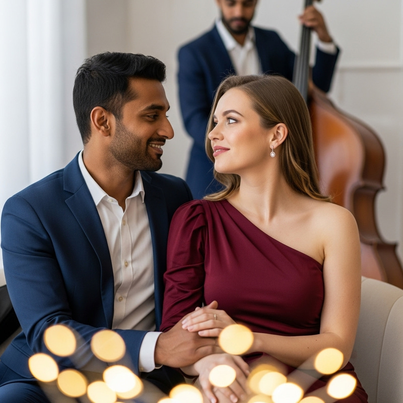 Intimate Moment: South Asian Man and White Woman in Romantic Embrace Intimate Moment: South Asian Man and White Woman in Romantic Embrace