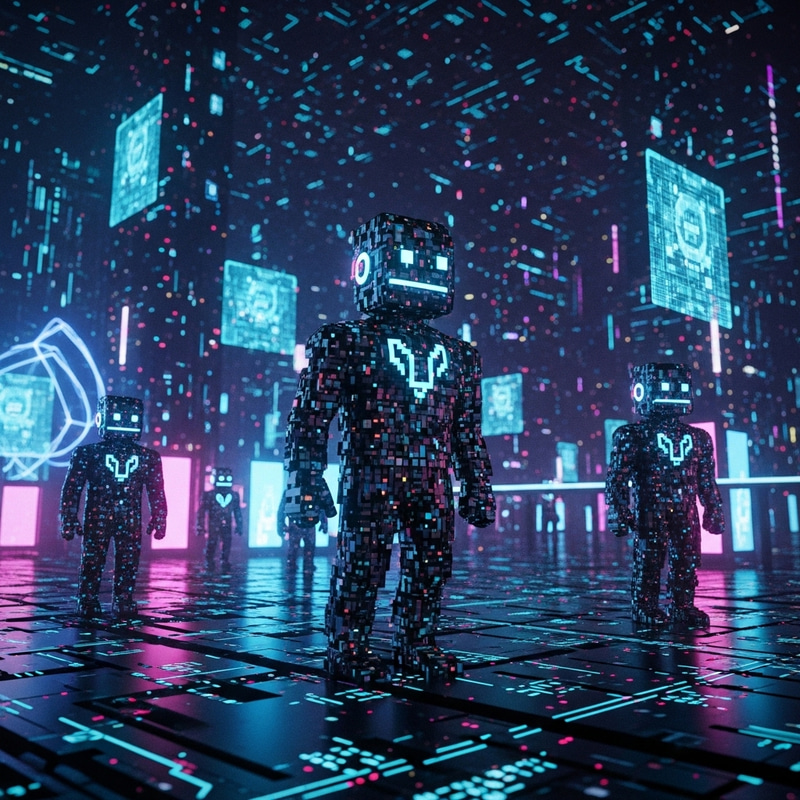 Pixelverse: Cyber Men in a High-Tech Digital Landscape Pixelverse: Cyber Men in a High-Tech Digital Landscape