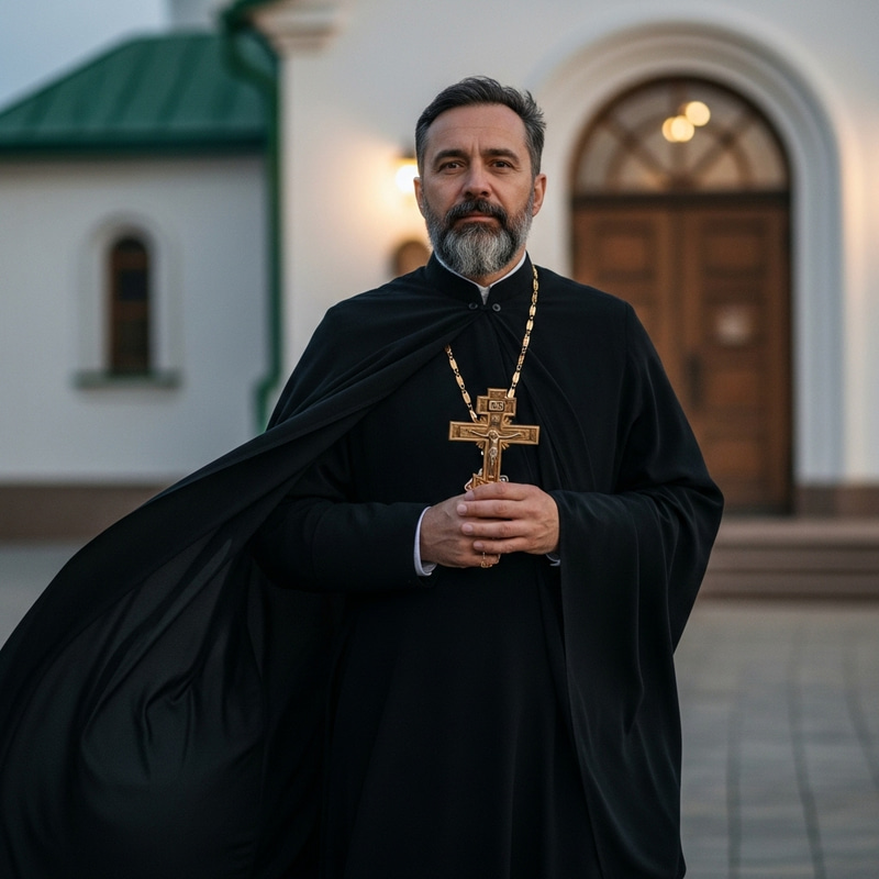 Serene Middle-Aged Orthodox Priest Portrait