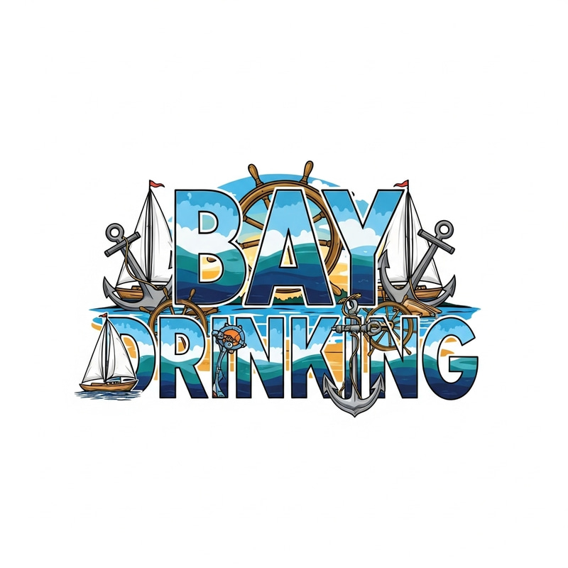 Bay Drinking Boating T-Shirt Design | Unique Nautical Theme Bay Drinking Boating T-Shirt Design | Unique Nautical Theme