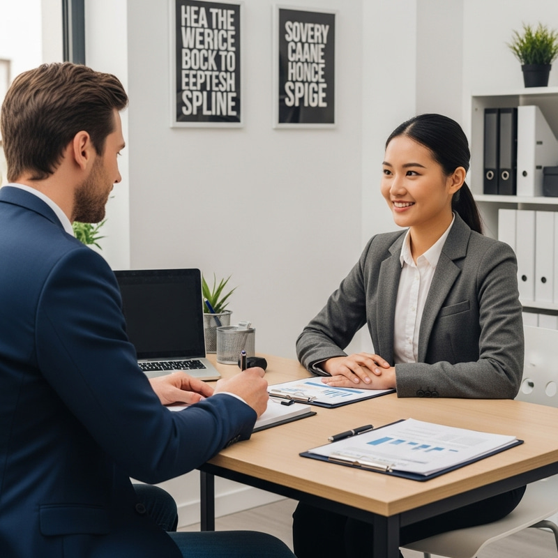 Girl Smiling at Job Interview: Optimism and Enthusiasm Girl Smiling at Job Interview: Optimism and Enthusiasm